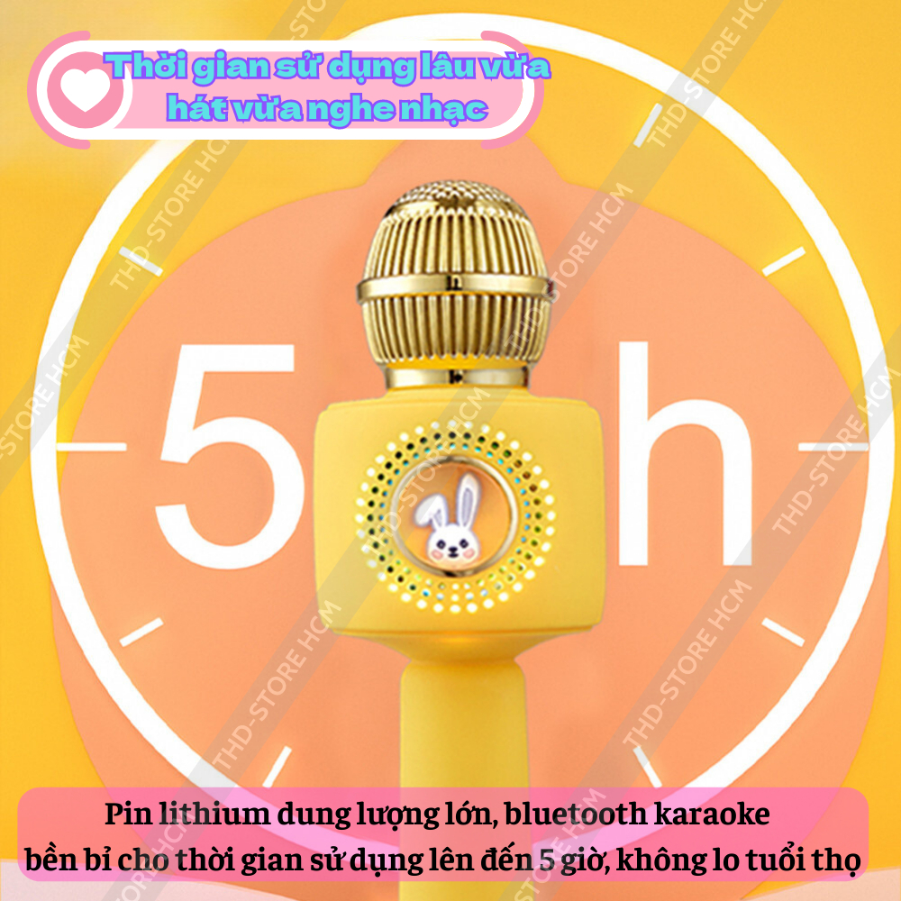 Micro Bluetooth Không Dây karaoke Kèm Loa X9 Hình Thỏ Đáng Yêu đèn led nhấp nháy Âm Thanh Trầm Ấm ,Bắt Gịong Tốt