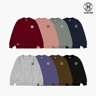 Áo Sweater nỉ lông cáo cotton logo thêu basic