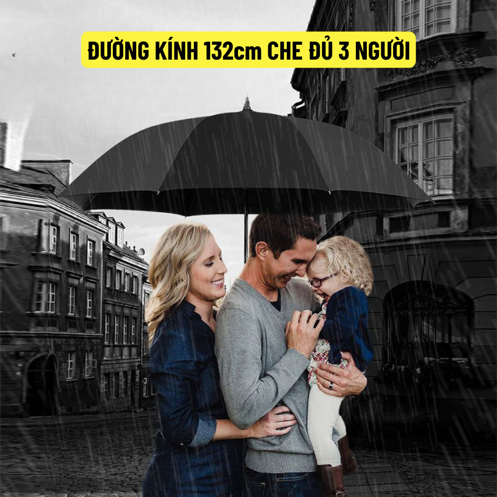 🌂 Ô cỡ lớn che đủ 3 người, dù che mưa size siêu to tán rộng 132cm, ô che nắng cán thẳng cao cấp - BH 12 tháng