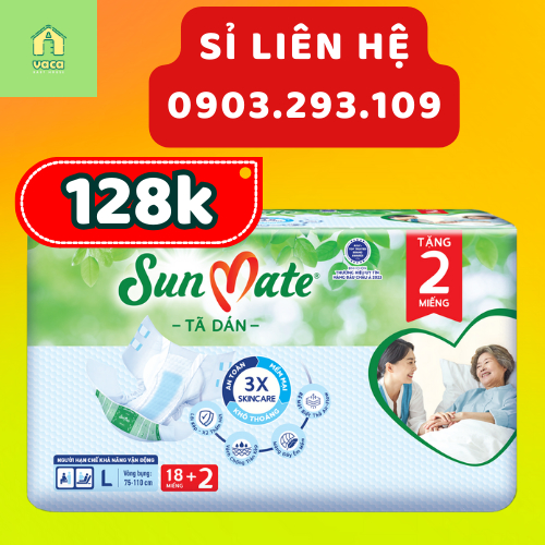(Mẫu mới 2023) Tả/ bỉm dán người già Sunmate size L10/L18 miếng (mẫu cũ là size ML18)
