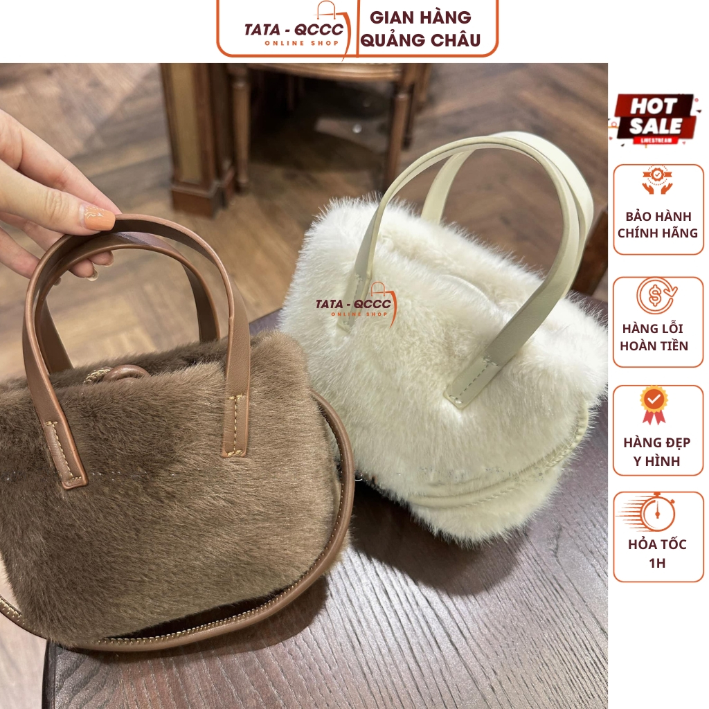 Túi xách nữ đeo chéo chất liệu lông mềm mại siêu nữ tính