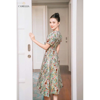 vải tafta hoa lá 2 màu siêu xinh