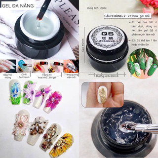 Gel trong QS siêu đặc Gel vẽ nổi chà tráng gương , đính cham đá móng đa năng hũ to 30ml cực HOT
