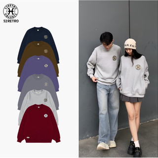 Áo Sweater nỉ lông cừu/ lông cáo cotton logo thêu basic