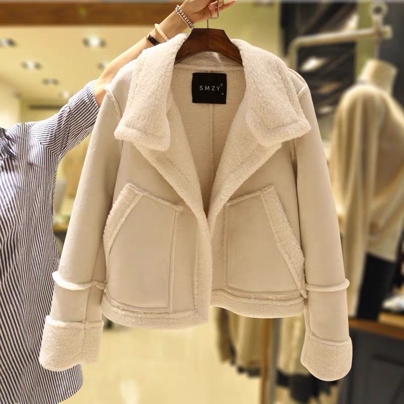 Áo Khoác Da Lộn Lót Lông Cực Xinh