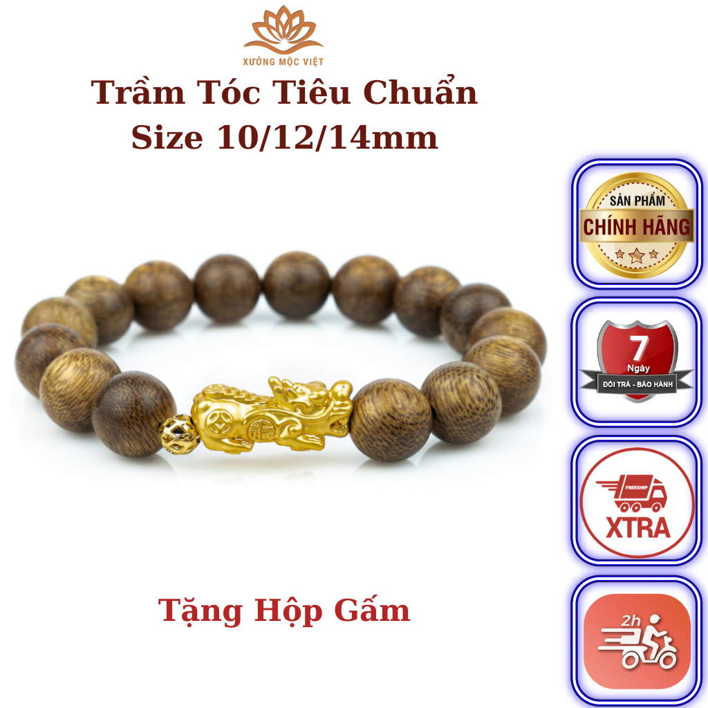 Vòng Tay Trầm Hương Mix Tỳ Hưu Xưởng Mộc Việt, Mang Lại May Mắn Tài Lộc, Size 10/12/14mm Dành Cho Nam Nữ