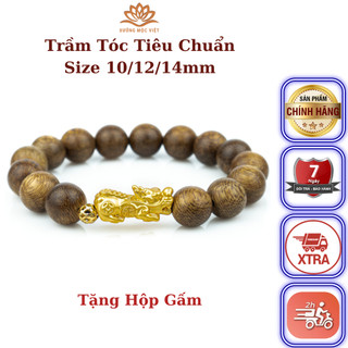 Vòng tay trầm hương mix Tỳ Hưu trầm tóc vườn Xưởng Mộc Việt mang lại may mắn bình an tài lộc