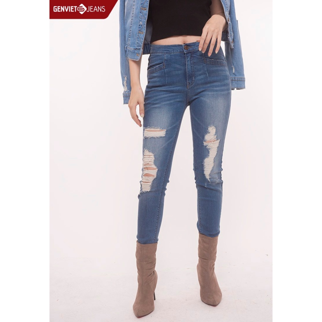 [Mã FATOP12 giảm 30K đơn 150K] Quần Dài Genviet Nữ Jeans Col Cơ Bản TQ103J774