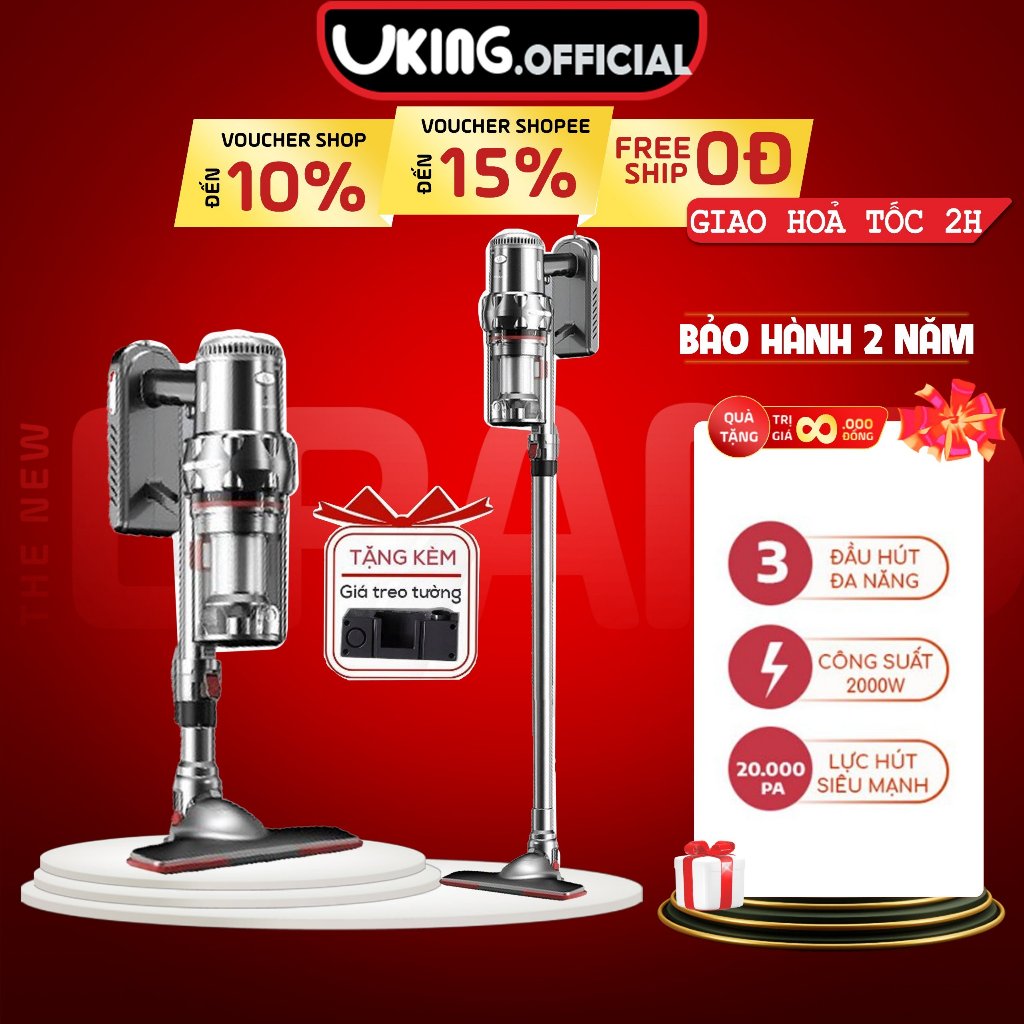 Máy hút bụi VKING có dây lực hút siêu mạnh 20.000Pa công suất 2000W sạch bụi bẩn ít ồn và vệ sinh mọi không gian sống