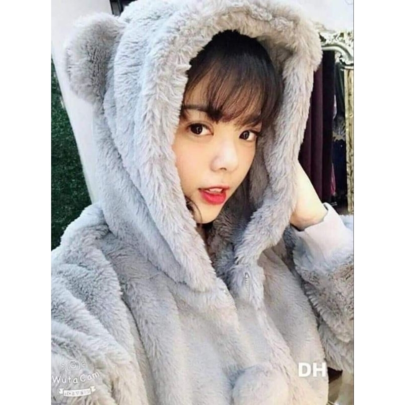 ÁO KHOÁC LÔNG TAI GẤU LÔNG 2 MẶT HÀNG QUẢNG CHÂU  FORM FREE SIZE 40KG -58KG MẶC VỪA , LÔNG MỀM MỊN ẤM ÁP