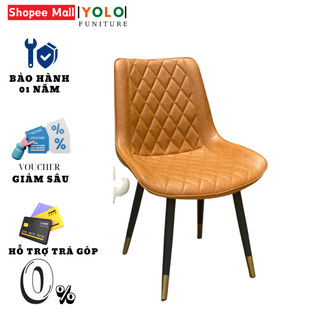 Ghế Ăn Bọc Da Pu YoLo Loft Trám, Chân Sắt Sơn Tĩnh Điện. Nhập Khẩu Cao Cấp Hiện Đại, Phù Hợp Căn Hộ Chung Cư Gia Đình