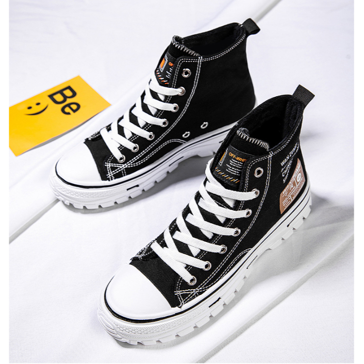Giày Thể Thao Nam Canvas Custom cổ cao, Giày sneaker nam WAN ZUME 1970s đen trắng hàng QUẢNG CHÂU