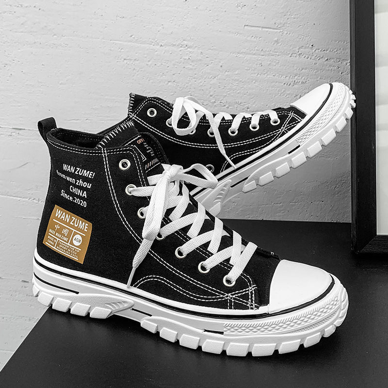 Giày Thể Thao Nam Canvas Custom cổ cao, Giày sneaker nam WAN ZUME 1970s đen trắng hàng QUẢNG CHÂU