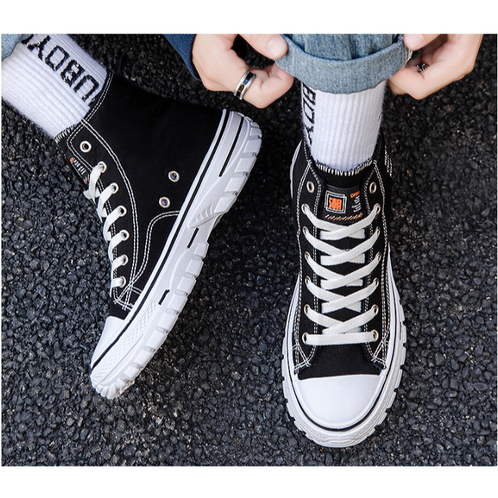 Giày Thể Thao Nam Canvas Custom cổ cao, Giày sneaker nam WAN ZUME 1970s đen trắng hàng QUẢNG CHÂU