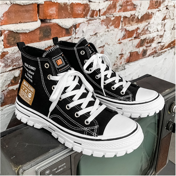 Giày Thể Thao Nam Canvas Custom cổ cao, Giày sneaker nam WAN ZUME 1970s đen trắng hàng QUẢNG CHÂU