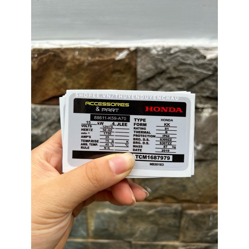 Tem thông số dán nắp dè AB Vario