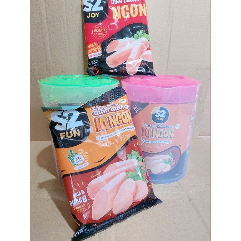 Xúc Xích Dinh Dưỡng IQ Ngon S2 Joy | S2 Fun | Ca 21g x 45 cây | Gói 35g × 6 cây