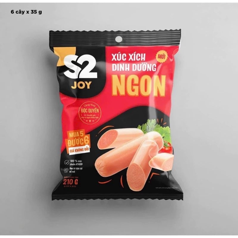 Xúc Xích Dinh Dưỡng IQ Ngon S2 Joy | S2 Fun | Ca 21g x 45 cây | Gói 35g × 6 cây