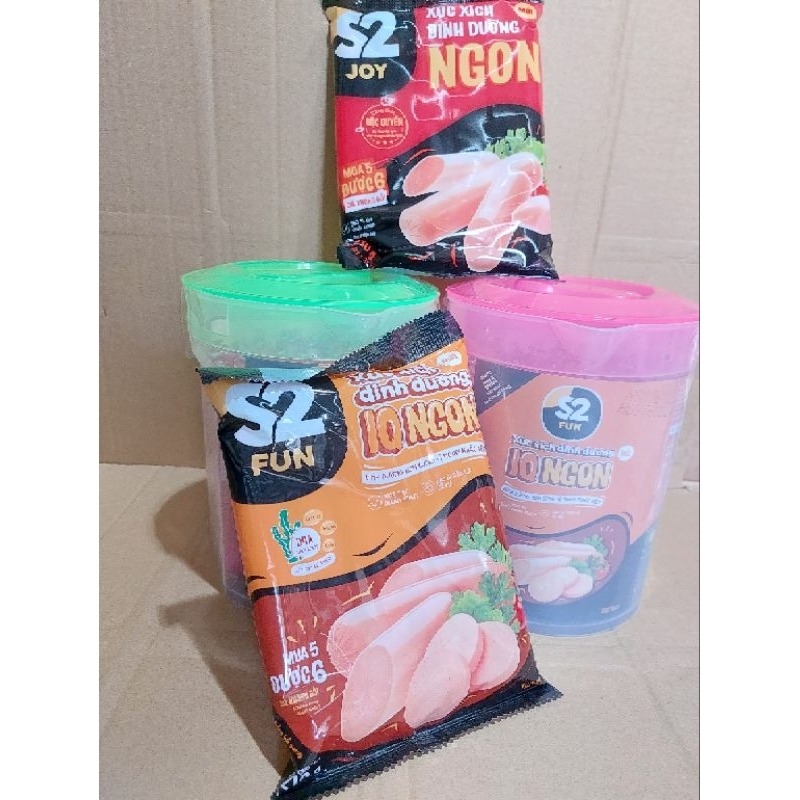 Xúc Xích Dinh Dưỡng IQ Ngon S2 Joy | S2 Fun | Ca 21g x 45 cây | Gói 35g × 6 cây