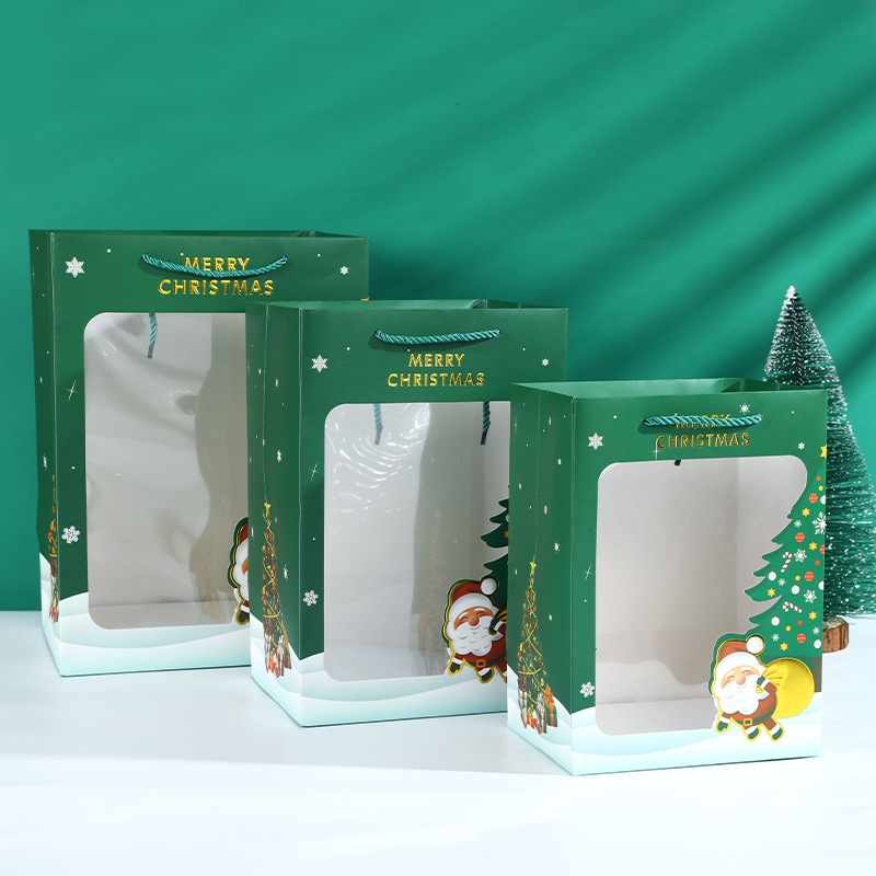 Túi cứng mặt trong suốt, túi quà tặng Giáng Sinh
