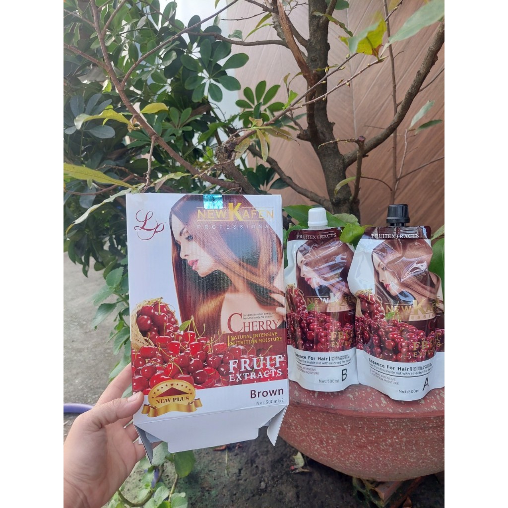 Nhuộm nâu New Kafen Cherry CAO CẤP không dính da đầu 500MLX2 - Phủ bạc tóc nhanh và tiết kiệm ALYA