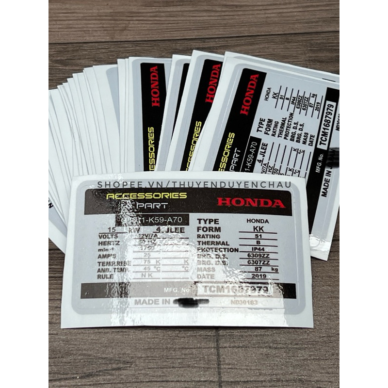 Tem thông số dán nắp dè AB Vario