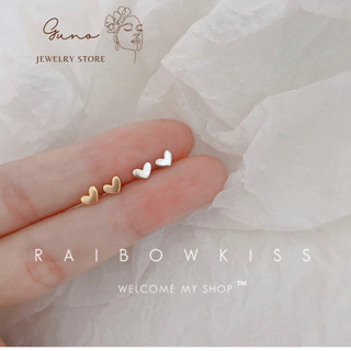 Bông tai trái tim bạc mạ vàng 10 k_gunojewelry