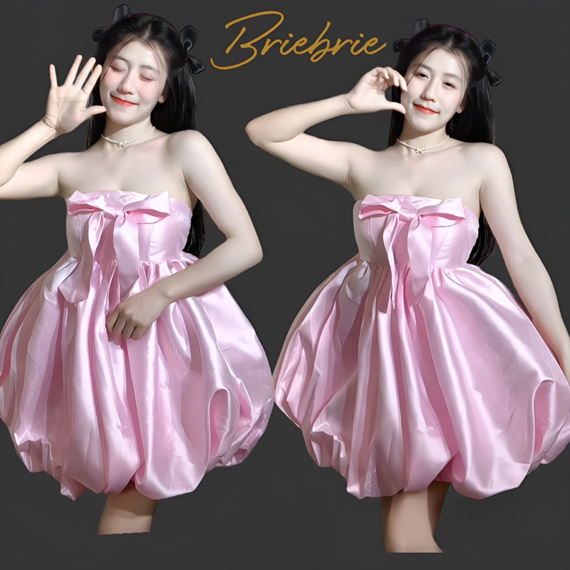 Barbie Dress Đầm cúp ngực đính nơ tùng phồng - 403