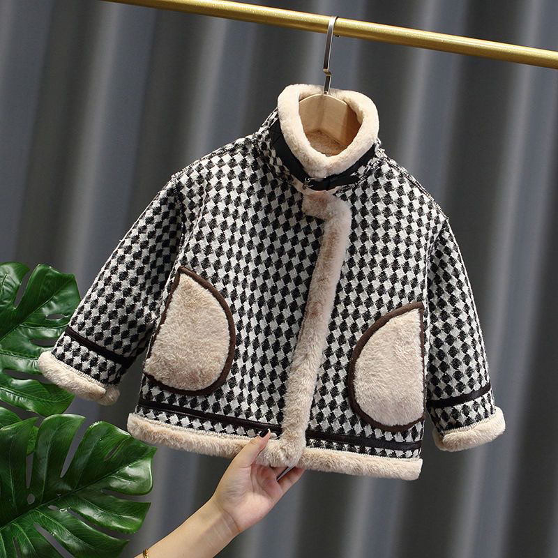 A06  Áo khoác dạ lót lông siêu dày mịn cho bé trai và bé gái phong cách hàn quốc NDT