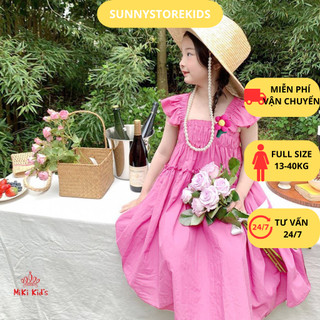 Đầm bé gái tay cánh tiên nữ tính dễ thương size 13-40kg, Váy bé gái tông màu nhẹ nhàng