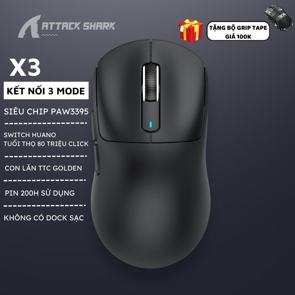 Chuột Máy Tính Gaming Không Dây Attack Shark X3 và X6, Bluetooth + Wireless 2.4GHZ chính hãng