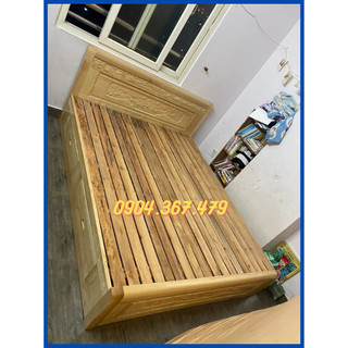 Giường gỗ sồi tự nhiên - giường gỗ 2 hộc kéo 1m8x2m