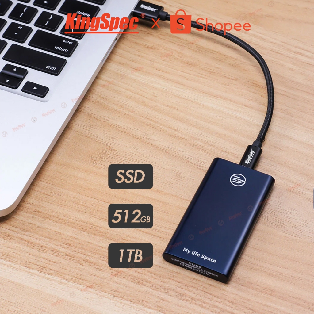 Ổ cứng SSD di động USB 3.1 - TypeC , 512GB / 1TB KingSpec cho PC Laptop | Z3 Series - Hàng Chính Hãng