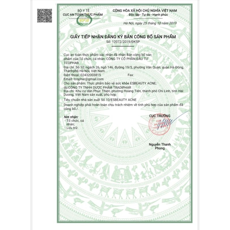 TPBVSK Viên uống giảm mụn Esbeauty Acne Nam và Nữ thải độc, ngừa thâm và điều tiết bã nhờn