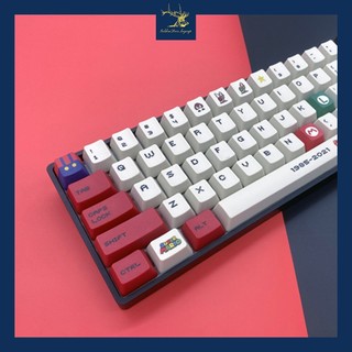 Keycap mario pbt profile cherry, bộ nút trang trí bàn phím cơ in hình mario, phù hợp hầu hết các layout