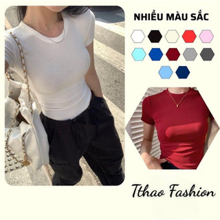 Áo Thun Baby Tee Tay Ngắn Trơn Cổ Tròn Đơn Giản Basic