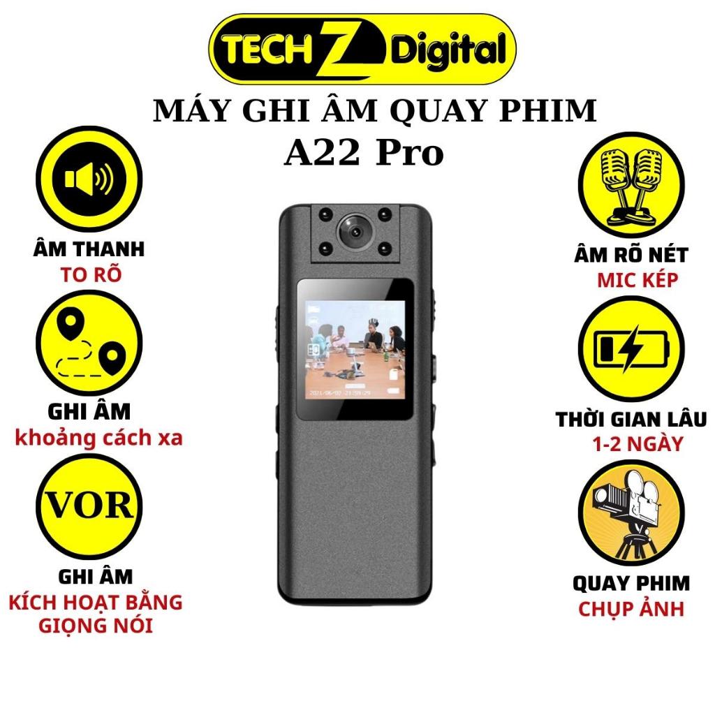 Máy ghi âm quay phim chuyên A22 Pro, ghi âm, chụp ảnh, quay video chuẩn FULL HD Bảo Hành 5 Năm đổi mới