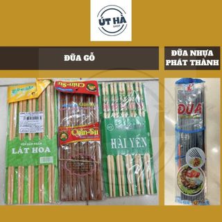 Vỉ 10 đôi đũa gỗ lát hoa Trường Sơn, đũa in hoa Hải Yến, đũa gỗ chinsu, đũa nhựa Melamin Fataco