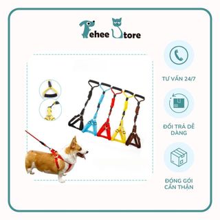 Dây dắt đai người dạng yếm bản tròn cho thú cưng nhiều màu