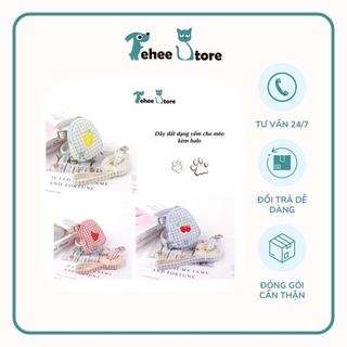 Dây dắt yếm cho chó mèo kèm balo họa tiết caro dễ thương