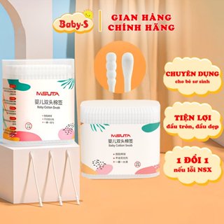 Tăm Bông Sơ Sinh Misuta Chính Hãng Cao Cấp Chuyên Dụng Hộp 400 Que Tiện Lợi Cho Bé Baby-S – SSS020