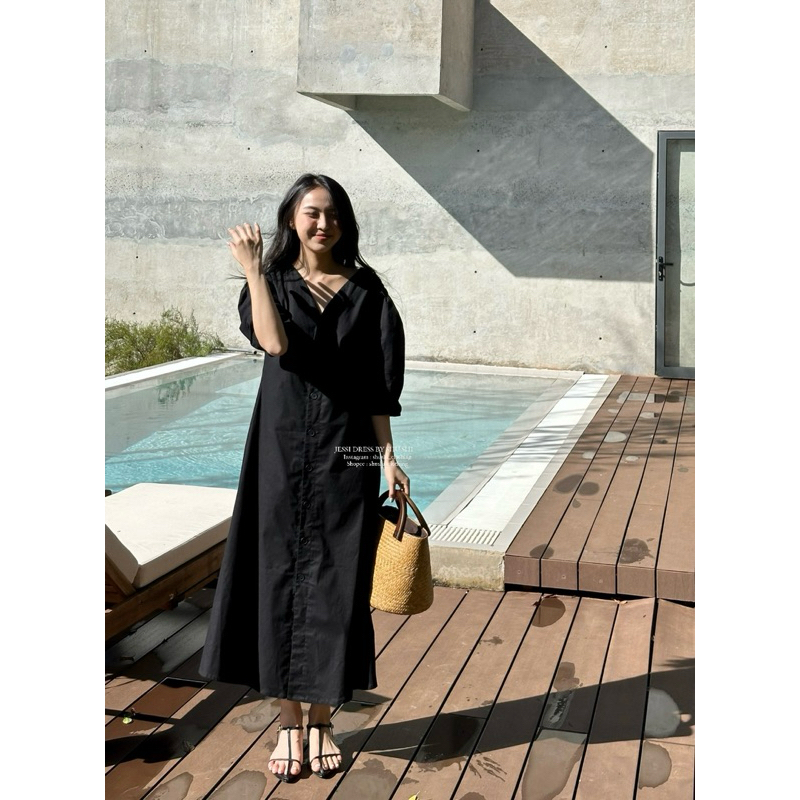 𝐉𝐞𝐬𝐬𝐢 𝐃𝐫𝐞𝐬𝐬 - Đầm Xuông Tay Bồng Linen