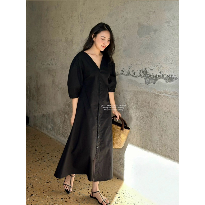 𝐉𝐞𝐬𝐬𝐢 𝐃𝐫𝐞𝐬𝐬 - Đầm Xuông Tay Bồng Linen