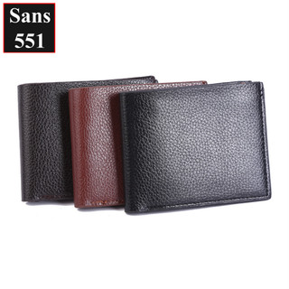 Ví da nam giá rẻ Sans551 bóp classic basic màu đen nâu trơn dáng ngang