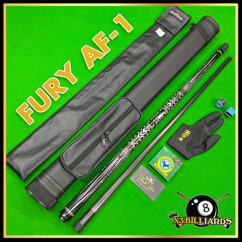 Cơ Bida Lỗ FURY AF 1 Size Ngọn 12.5mm Full Carbon Phíp Bakelite Gậy Bi A Pool Tẩy How Đen Tặng Bao C