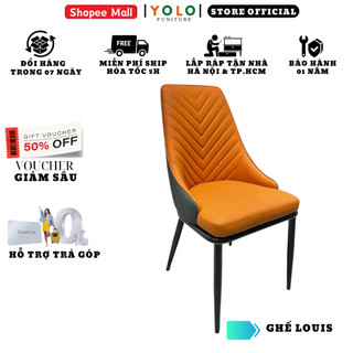 Ghế Ăn Bọc Da Pu YoLo Louis, Chân Sắt. Nhập Khẩu Cao Cấp Hiện Đại, Phù Hợp Căn Hộ Chung Cư Gia Đình