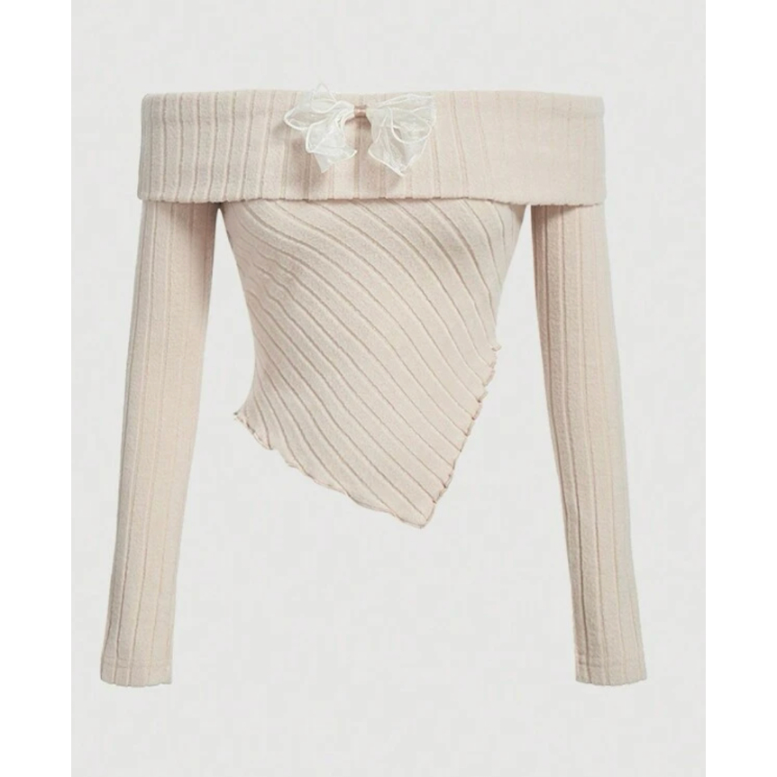 OFF SHOUDLER LONG TOP (BEIGE)