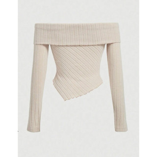OFF SHOUDLER LONG TOP (BEIGE)