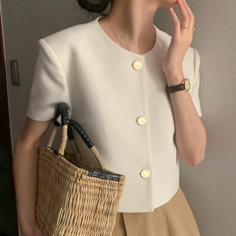 Kh28|Áo khoác blazer nữ hàn quốc croptop ngắn tay mùa hè thanh lịch đi học, công sở gd_order