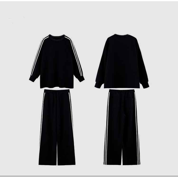 Bộ dài thể thao nam nữ 3 sọc tổ ong , áo dài quần ống rộng thời trang Phối Dây Rút bản to unisex mềm xin - tâmshop